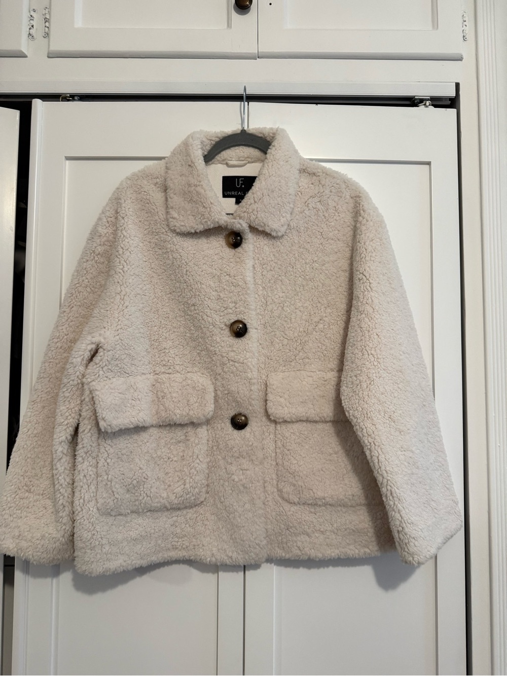 Faux Fur Cream Button Up Jacket